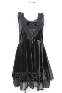 axes femme / ベロアサーキュラーチュニック M 黒 Y-25-12-13-111-AX-OP-SZ-ZY