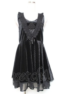 画像1: axes femme / ベロアサーキュラーチュニック M 黒 Y-25-12-13-111-AX-OP-SZ-ZY