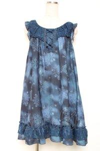 axes femme / 雪の結晶柄Aラインチュニック M 紺 Y-25-12-13-112-AX-OP-SZ-ZY