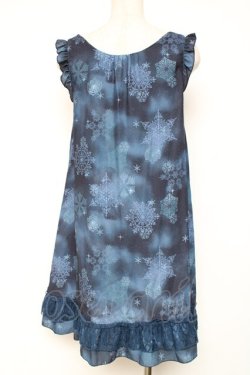 画像2: axes femme / 雪の結晶柄Aラインチュニック M 紺 Y-25-12-13-112-AX-OP-SZ-ZY