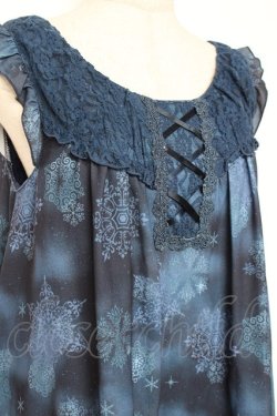 画像3: axes femme / 雪の結晶柄Aラインチュニック M 紺 Y-25-12-13-112-AX-OP-SZ-ZY