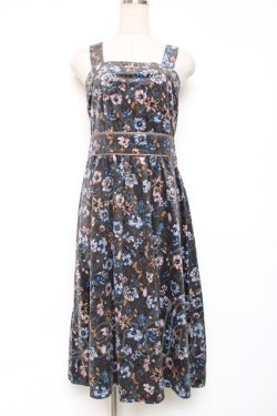 画像1: axes femme / ベロアジャンドレワンピース M カーキ Y-25-12-13-113-AX-OP-SZ-ZY