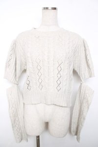 axes femme POETIQUE / アームウォーマー付ニットプルオーバー M キナリ Y-25-12-13-013-AX-TO-SZ-ZY