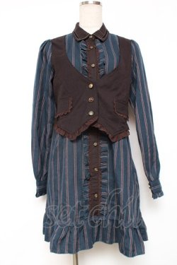 画像1: axes femme / ベストドッキングストライプワンピース M グリーン Y-25-12-13-115-AX-OP-SZ-ZY