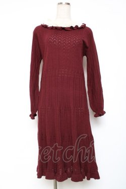 画像1: axes femme / ローズレースニットワンピース  ワイン Y-25-12-13-116-AX-OP-SZ-ZY