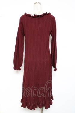 画像2: axes femme / ローズレースニットワンピース  ワイン Y-25-12-13-116-AX-OP-SZ-ZY