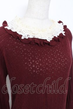 画像3: axes femme / ローズレースニットワンピース  ワイン Y-25-12-13-116-AX-OP-SZ-ZY