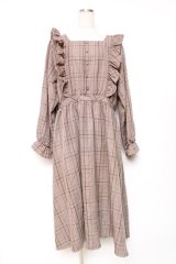 m petit by misako / チェックワンピース 3L 中茶 Y-25-12-13-120-LO-OP-SZ-ZY