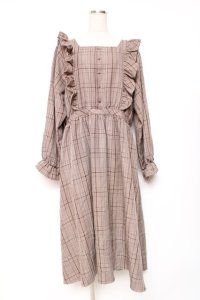 m petit by misako / チェックワンピース 3L 中茶 Y-25-12-13-120-LO-OP-SZ-ZY