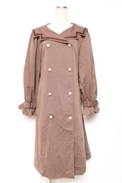 画像1: axes femme POETIQUE / 刺繍セーラーロングコート  茶 Y-25-12-13-126-AX-CO-SZ-ZY