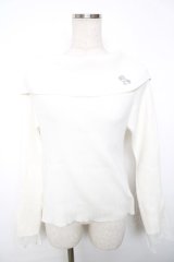 axes femme / ローズ刺繍オフショルニット F 白 Y-25-12-13-015-AX-TO-SZ-ZY