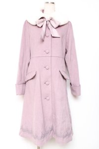 axes femme POETIQUE / 裾レースデザインコート  ピンク Y-25-12-13-127-AX-CO-SZ-ZY