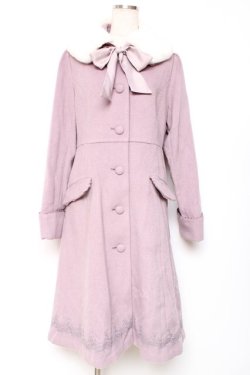 画像1: axes femme POETIQUE / 裾レースデザインコート  ピンク Y-25-12-13-127-AX-CO-SZ-ZY