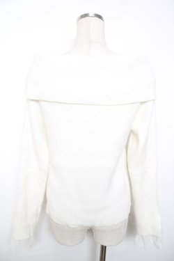 画像2: axes femme / ローズ刺繍オフショルニット F 白 Y-25-12-13-015-AX-TO-SZ-ZY