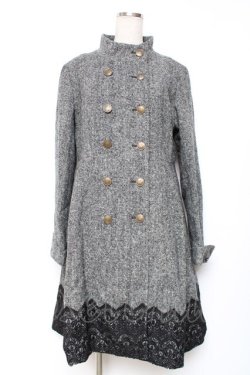 画像1: axes femme Red label / スタンド襟ダブルボタンコート  グレー Y-25-12-13-129-PU-CO-SZ-ZY