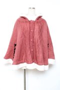 axes femme / 編み上げ裏ボアニットポンチョ  ピンク Y-25-12-13-132-AX-CO-SZ-ZY