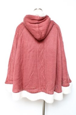 画像2: axes femme / 編み上げ裏ボアニットポンチョ  ピンク Y-25-12-13-132-AX-CO-SZ-ZY