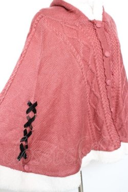 画像3: axes femme / 編み上げ裏ボアニットポンチョ  ピンク Y-25-12-13-132-AX-CO-SZ-ZY