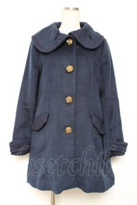 axes femme / 薔薇ボタン丸襟コート M 紺 Y-25-12-13-133-AX-CO-SZ-ZY