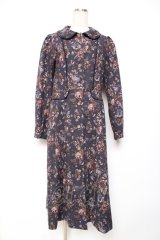 axes femme / ゴブラン柄コート M 紺 Y-25-12-13-134-AX-CO-SZ-ZY