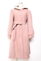 axes femme / 額縁風刺繍フード付きコート L ピンク Y-25-12-13-137-AX-CO-SZ-ZY