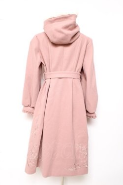 画像2: axes femme / 額縁風刺繍フード付きコート L ピンク Y-25-12-13-137-AX-CO-SZ-ZY