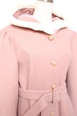画像3: axes femme / 額縁風刺繍フード付きコート L ピンク Y-25-12-13-137-AX-CO-SZ-ZY