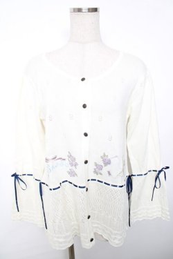 画像1: axes femme / sajou刺繍入ニットカーデ  キナリ Y-25-12-13-017-AX-TO-SZ-ZY