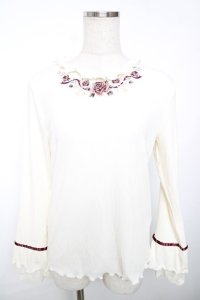 axes femme / 薔薇刺繍プチハイリブプルオーバー M ワイン Y-25-12-13-019-AX-TO-SZ-ZY