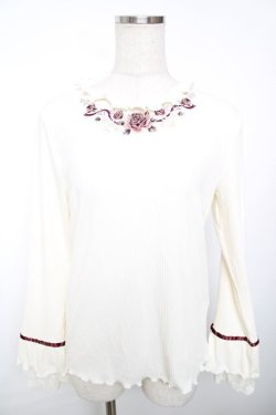 画像1: axes femme / 薔薇刺繍プチハイリブプルオーバー M ワイン Y-25-12-13-019-AX-TO-SZ-ZY