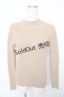 画像1: axes femme / ビジューモックネックニット M 茶 Y-25-12-13-021-AX-TO-SZ-ZI