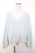 axes femme / 編上モールヤーンニットカーディガン F ミント Y-25-12-13-022-AX-TO-SZ-ZY