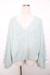 axes femme / 編上モールヤーンニットカーディガン F ミント Y-25-12-13-022-AX-TO-SZ-ZY