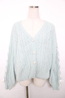 画像1: axes femme / 編上モールヤーンニットカーディガン F ミント Y-25-12-13-022-AX-TO-SZ-ZY