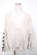 axes femme / レースアップ袖ニットカーディガン M オフ Y-25-12-13-027-AX-TO-SZ-ZY