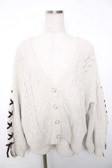 axes femme / レースアップ袖ニットカーディガン M オフ Y-25-12-13-027-AX-TO-SZ-ZY