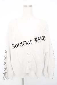 axes femme / レースアップ袖ニットカーディガン M オフ Y-25-12-13-027-AX-TO-SZ-ZY