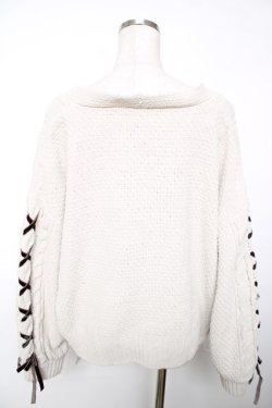 画像2: axes femme / レースアップ袖ニットカーディガン M オフ Y-25-12-13-027-AX-TO-SZ-ZY