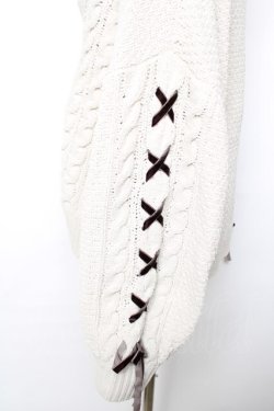 画像3: axes femme / レースアップ袖ニットカーディガン M オフ Y-25-12-13-027-AX-TO-SZ-ZY