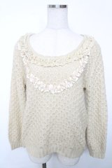 axes femme / ラメ＆パールニット M 生成り Y-25-12-13-029-AX-TO-SZ-ZY