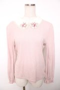 axes femme / ビジュー＆プチバラ装飾テレコトップス  ピンク Y-25-12-13-033-AX-TO-SZ-ZY