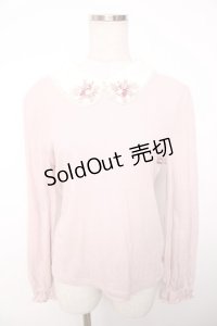 axes femme / ビジュー＆プチバラ装飾テレコトップス  ピンク Y-25-12-13-033-AX-TO-SZ-ZY