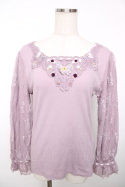 画像1: axes femme / ローズガーデン×蝶レースプルオーバー  ピンク Y-25-12-13-034-AX-TO-SZ-ZY