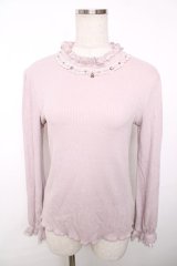 axes femme / ビジューボトルネックプルオーバー  ピンク Y-25-12-13-035-AX-TO-SZ-ZY