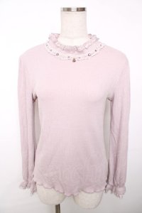 axes femme / ビジューボトルネックプルオーバー  ピンク Y-25-12-13-035-AX-TO-SZ-ZY