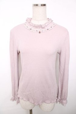 画像1: axes femme / ビジューボトルネックプルオーバー  ピンク Y-25-12-13-035-AX-TO-SZ-ZY