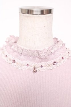 画像3: axes femme / ビジューボトルネックプルオーバー  ピンク Y-25-12-13-035-AX-TO-SZ-ZY