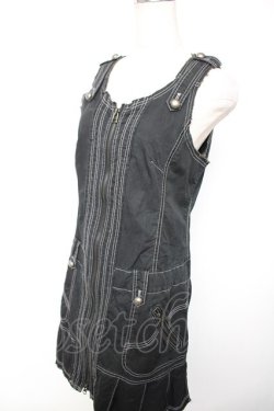 画像3: ALGONQUINS / ZIPノースリーブワンピース F 黒 Y-25-12-17-035-AL-OP-SZ-ZY