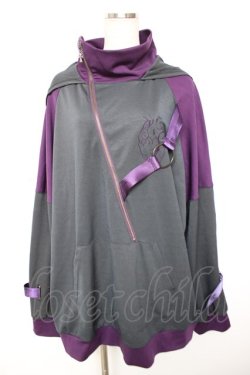 画像1: Ozz conte / 心臓刺繍配色プルパーカー  グレー×紫 Y-25-12-17-042-OO-TO-SZ-ZY