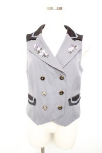 axes femme / 花刺繍入ベスト M グレー Y-25-12-17-046-AX-TO-SZ-ZY